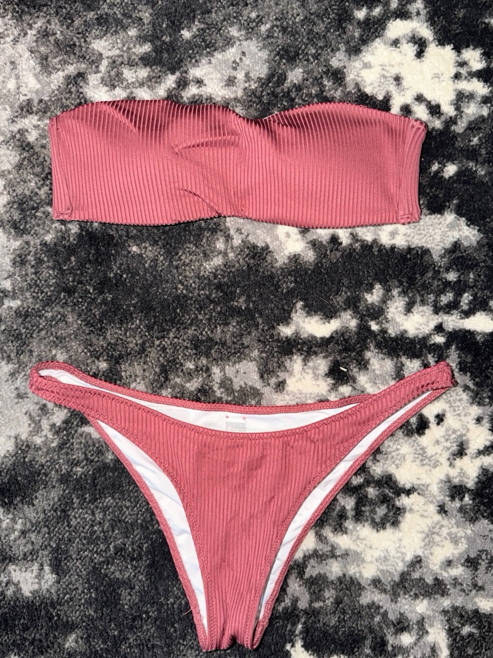 Victoria’s Secret PINK Ribbed Bandeau Bikini Set – Size Medium